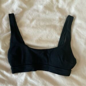 Aerie Black Waffle Knit Scoop Bikini Top